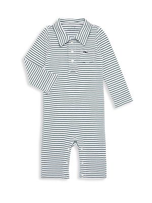 Baby Boy's Striped Charleston Polo Coveralls - Charleston Green - Size Newborn - Charleston Green - Size Newborn