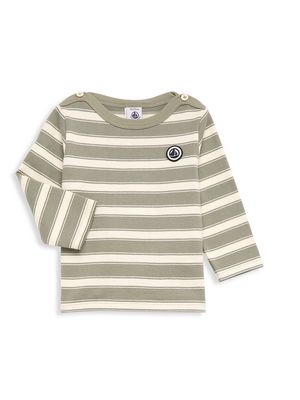 Baby Boy's Striped Long-Sleeve Top - Green White - Size 3 Months - Green White - Size 3 Months