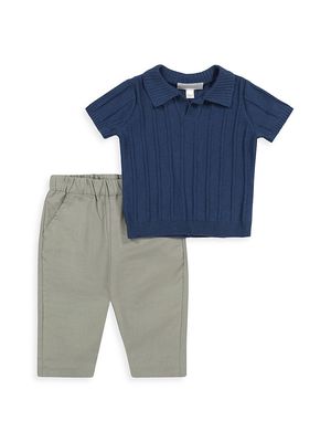 Baby Boy's Sweater Top & Pants Set - Blue - Size 3 Months - Blue - Size 3 Months