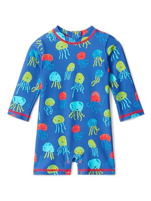 Baby Boy's Tiny Jellyfish One-Piece Rashguard Swimsuit - Princess Blue - Size 18 Months - Princess Blue - Size 18 Months