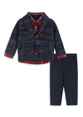 Baby Boy's Toggle Cardigan Sweater 3-Piece Set