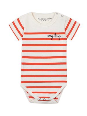 Baby Boy's 'Very Busy' Striped Bodysuit - Ivory Poppy - Size Newborn - Ivory Poppy - Size Newborn