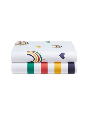 Baby Cotton Fitted Crib Sheets, Pack of 2 - Rainbow - Rainbow
