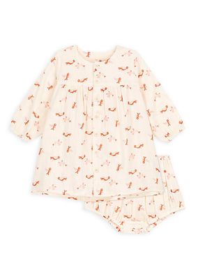 Baby Girl's 2-Piece Bird Print Dress & Bloomer Set