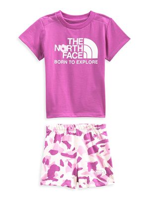Baby Girl's 2-Piece Cotton Summer Top & Bottom Set - Pink - Size 3 Months - Pink - Size 3 Months