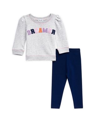 Baby Girl's 2-Piece Dreamer Sweatshirt & Leggings Set - Heather Grey - Size 3 Months - Heather Grey - Size 3 Months