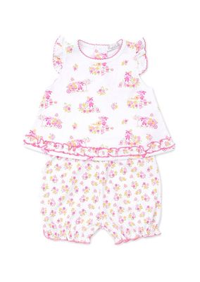 Baby Girl's 2-Piece Floral Print Top & Pants Set