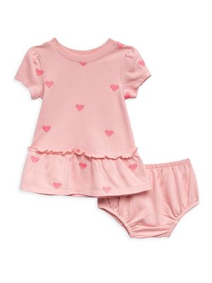 Baby Girl's 2-Piece Heart Dress & Bloomers Set - Peach Blossom - Size 3 Months - Peach Blossom - Size 3 Months