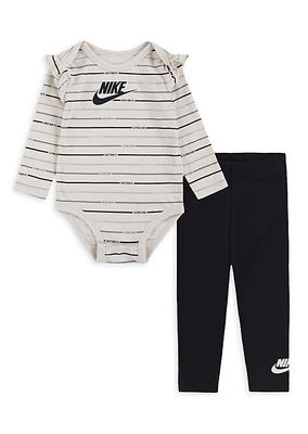 Baby Girl's 2-Piece Just Do It Stripe Bodysuit & Leggings Set