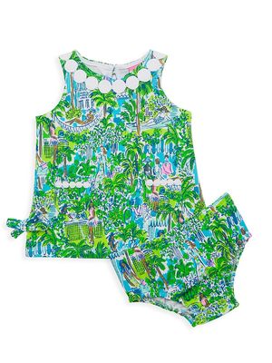 Baby Girl's 2-Piece Lilly Shift Dress & Bloomers Set - Green Multi - Size 3 Months - Green Multi - Size 3 Months