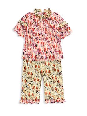 Baby Girl's 2-Piece Mix Match Floral Top & Pants Set - Red - Size 12 Months - Red - Size 12 Months