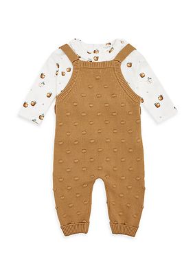 Baby Girl's 2-Piece Printed Long-Sleeve T-Shirt & Sweater Knit Overalls Set