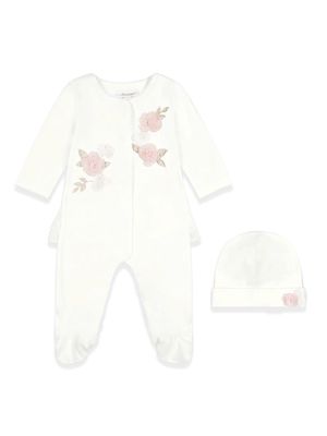 Baby Girl's 2-Piece Ruffled Coverall & Hat Set - Ivory - Size 3 Months