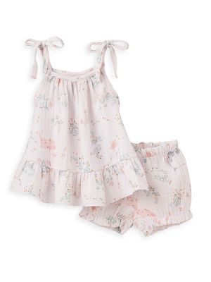 Baby Girl's 2-Piece Sea Magic Muslin Top & Shorts Set - Pink Multi - Size 3 Months - Pink Multi - Size 3 Months