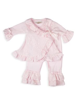 Baby Girl's 2-Piece Sweet Rose Kimono Wrap Top & Pants Set - Pink - Size Newborn - Pink - Size Newborn