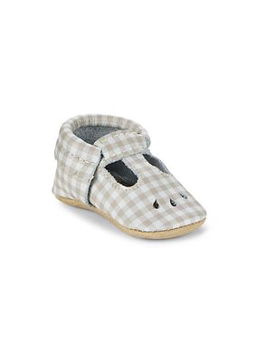 Baby Girl's Almond Gingham Mini Rubber Sole Mary Jane Shoes