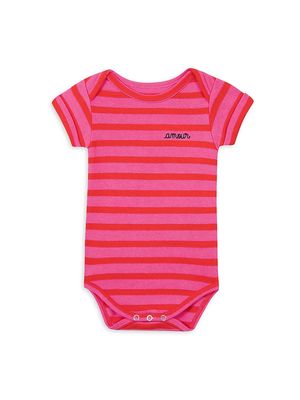 Baby Girl's 'Amour' Striped Bodysuit - Geranium Red - Size Newborn - Geranium Red - Size Newborn