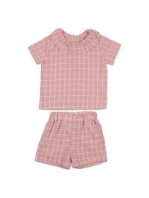 Baby Girl's & Little Girl's 2-Piece Gingham Shorts Set - Pink - Size 3 Months - Pink - Size 3 Months