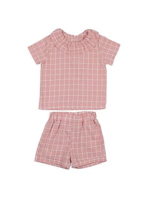 Baby Girl's & Little Girl's 2-Piece Gingham Shorts Set - Pink - Size 9 Months - Pink - Size 9 Months