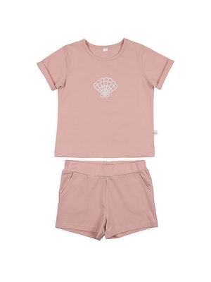 Baby Girl's & Little Girl's 2-Piece Seashell T-Shirt & Shorts Set - Pink - Size 12 Months - Pink - Size 12 Months