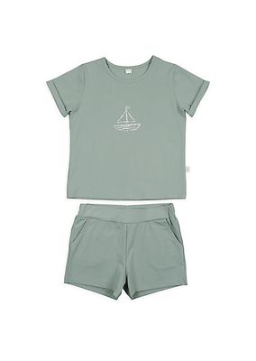 Baby Girl's & Little Girl's 2-Piece Seashell T-Shirt & Shorts Set