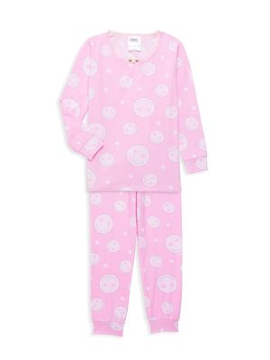 Baby Girl's & Little Girl's 2-Piece Smile Print Pajama Set - Pink Smiley - Size 12 Months - Pink Smiley - Size 12 Months