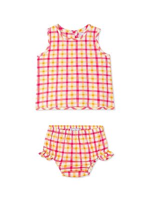 Baby Girl's & Little Girl's Aloha Gingham Poppy Dress & Bloomers Set - Aloha Watercolor Gingham - Size 3 Months - Aloha Watercolor Gingham - Size 3 Months