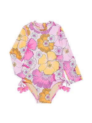 Baby Girl's & Little Girl's Blooming Hibiscus Swimsuit - Size 12 Months - Size 12 Months