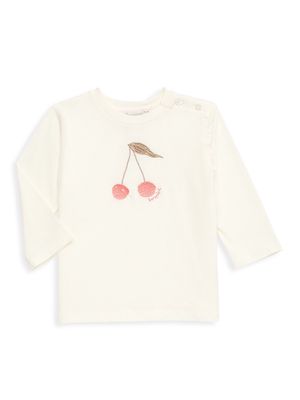 Baby Girl's & Little Girl's Cherry Embroidered Long-Sleeve T-Shirt - Ivory - Size 6 Months