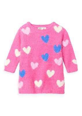 Baby Girl's & Little Girl's Confetti Hearts Fuzzy Sweater Dress