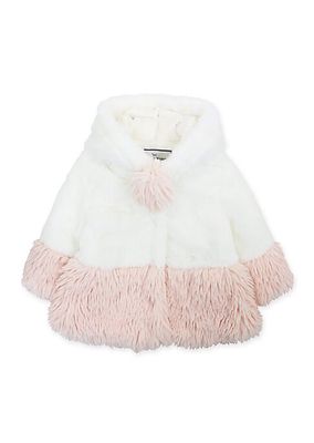 Baby Girl's & Little Girl's Faux Fur Shag Contrast Coat