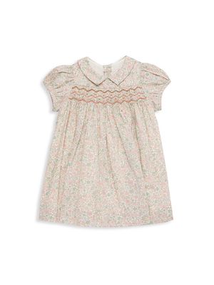 Baby Girl's & Little Girl's Floral Print Peter Pan Collar Dress - Rose - Size 6 Months
