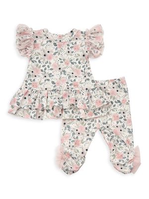 Baby Girl's & Little Girl's Floral Ruffle-Trim Set - Pink - Size 12 Months