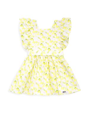 Baby Girl's & Little Girl's Lemon Print Ruffle Dress - Yellow - Size 3 Months - Yellow - Size 3 Months