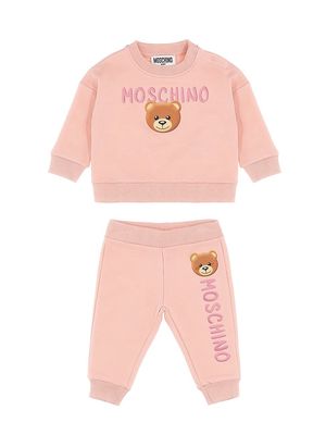 Baby Girl's & Little Girl's Logo Bear Print Sweatshirt & Joggers Set - Rose - Size 9 Months
