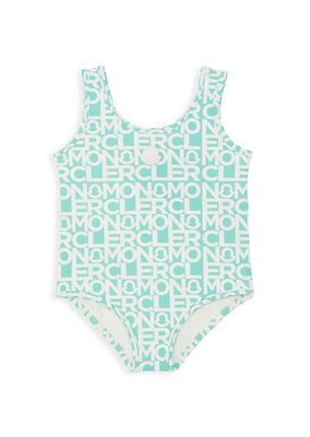 Baby Girl's & Little Girl's Logo Print One-Piece Swimsuit