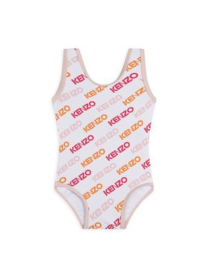 Baby Girl's & Little Girl's One-Piece Logo Swimsuit - White - Size 3 - White - Size 3