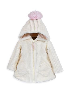 Baby Girl's & Little Girl's Pompon Swing Coat - Cream - Size 6 Months - Cream - Size 6 Months