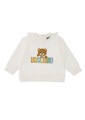 Baby Girl's & Little Girl's Ruffled Collar Bear Sweatshirt