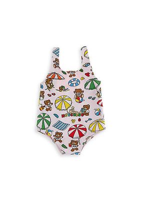 Baby Girl's & Little Girl's Teddy Bear Print One-Piece Swimsuit