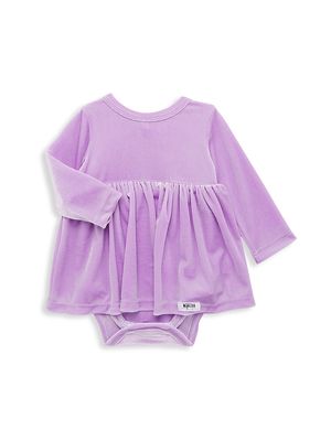 Baby Girl's & Little Girl's Velour Long-Sleeve Dress - Lavender - Size 3 Months