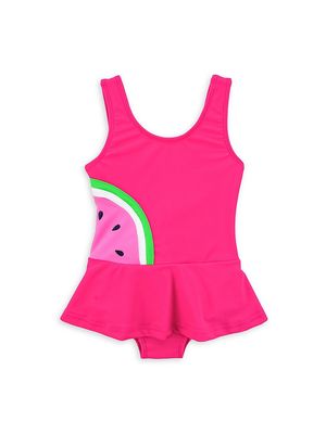 Baby Girl's & Little Girl's Watermelon Peplum One-Piece Swimsuit - Fuchsia - Size 2 - Fuchsia - Size 2