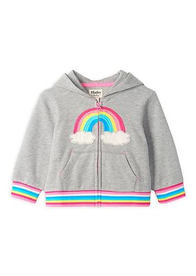 Baby Girl's & Little Girl's Zip-Up Embroidered Hoodie