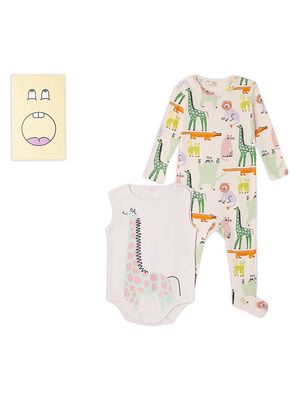 Baby Girl's Animal Print Footie And Bodysuit Set - Pink Multi - Size 3 Months - Pink Multi - Size 3 Months