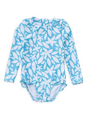 Baby Girl's Aqua Bloom Long-Sleeve Surf Suit - Blue - Size Newborn - Blue - Size Newborn