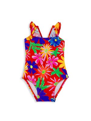 Baby Girl's Aster Ruffle One-Piece Swimsuit - Red - Size Newborn - Red - Size Newborn