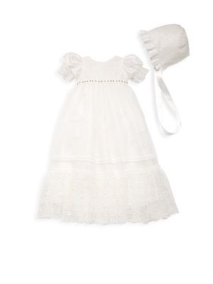 Baby Girl's Beaded Floral Lace Dress - Ivory - Size 6 Months - Ivory - Size 6 Months