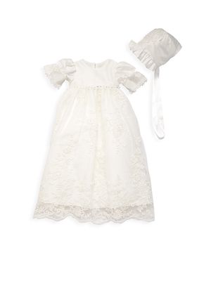 Baby Girl's Beaded Lace Dress - Ivory - Size 3 Months - Ivory - Size 3 Months