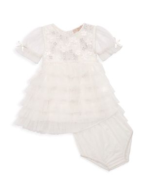 Baby Girl's Bebe Dreamscape Tulle Dress - Milk - Size 3 Months