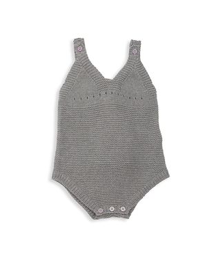 Baby Girl's Bunny Knit Bodysuit - Grey - Size 9 Months - Grey - Size 9 Months